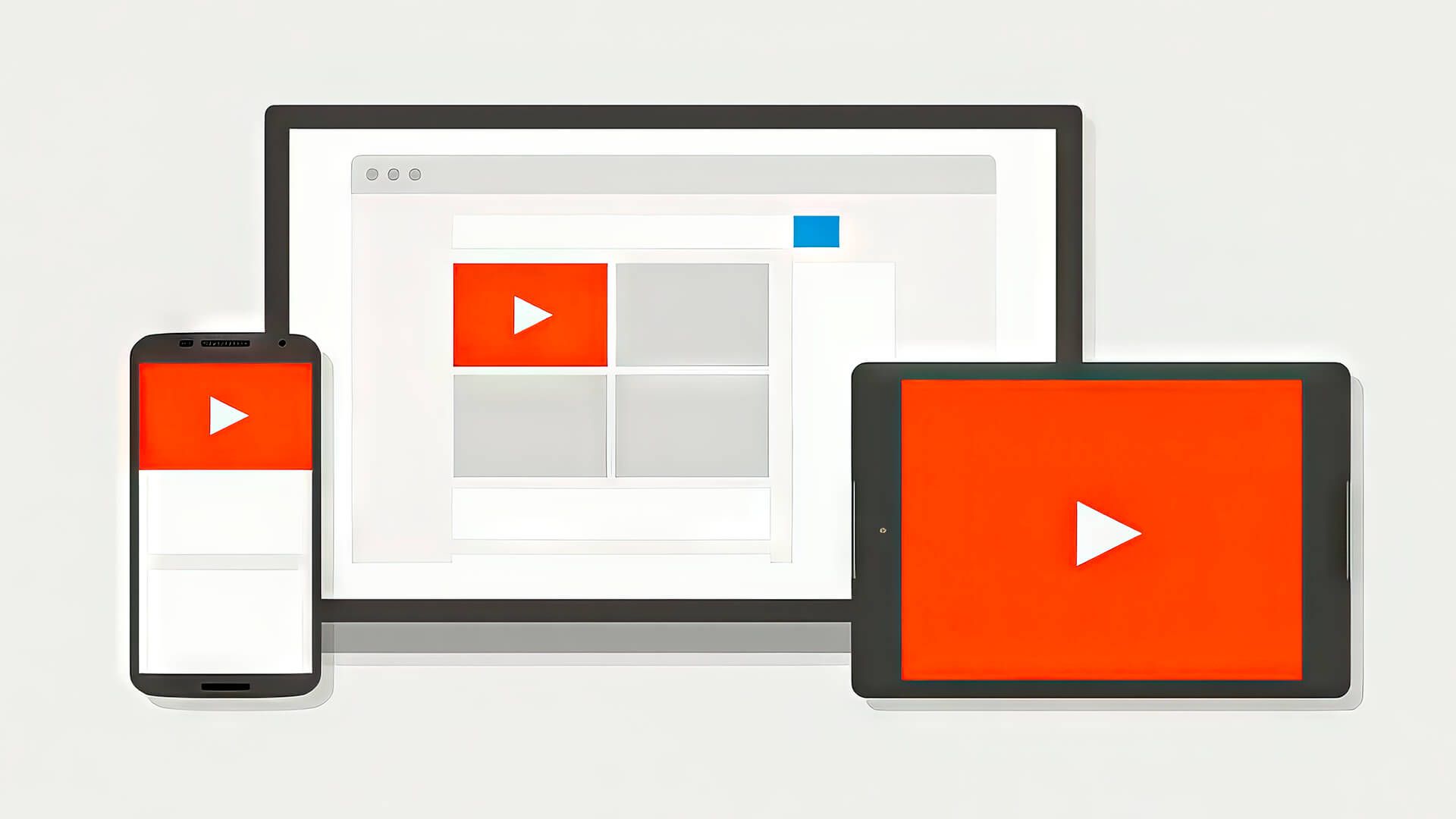 adaptive YouTube video on a computer, tablet and smartphone