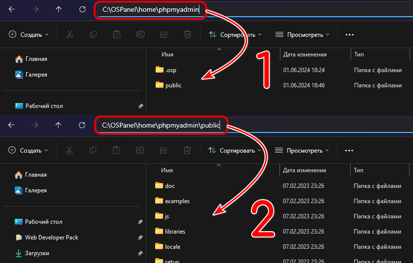 The correct hierarchy of folders and files required for phpMyAdmin to work